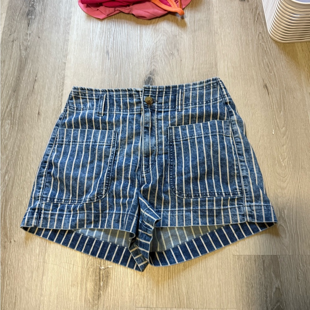 Striped Denim Women's Shorts